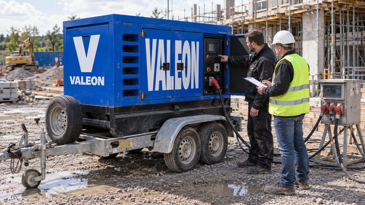 Technik Valeonu ukazuje zákazníkovi ovládání elektrocentrály před podpisem předávacího protokolu